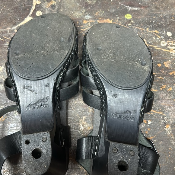 Dansko Strappy Wedge Heeled Black Sandals - Picture 7 of 9